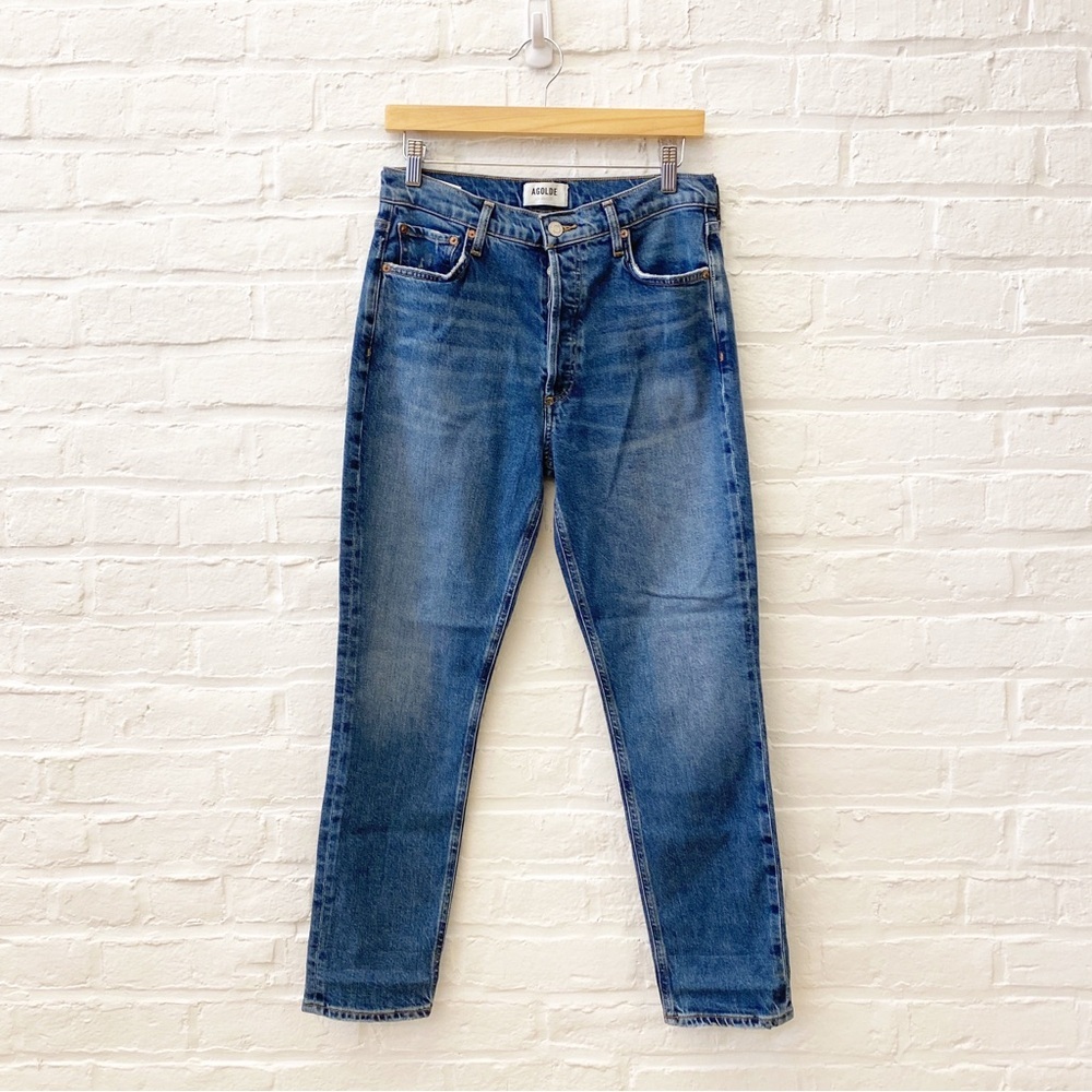 AGOLDE || Nico Hi Rise Slim Fit Button Fly Jeans in Limit Medium Wash Blue 28